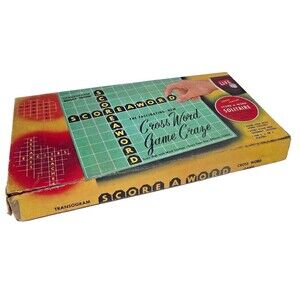 1953 Scoreaword Cross Word Game Letters Craze Transogram Complete Solitaire Vtg
